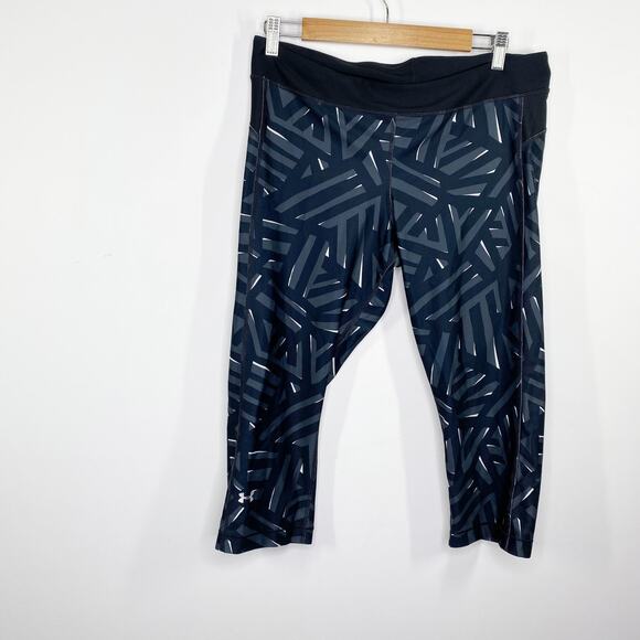 Under Armour Black Grey Printed Pull On Capri Leggings Women's Size X-Large XL - Picture 1 of 8